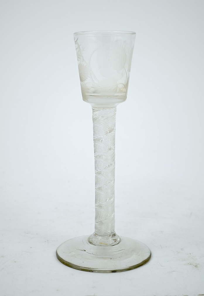A Jacobite cordial glass, c.1750